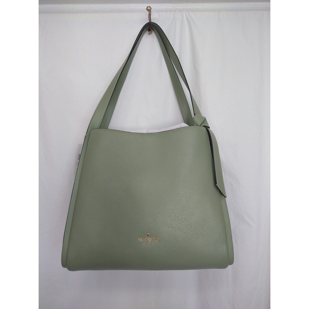 Kate Spade Knott Large Carryall Shoulder Bag Pebbled Leather - Balsam Green